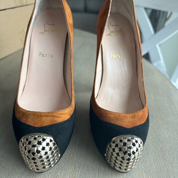 Christian Louboutin Shoes - Christian Louboutin Black and Brown Heels with Gold Accents 39